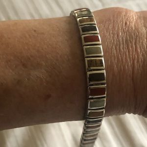 Silpada Bronzite, Jasper, Pyrite Sterling Bracelet 8”